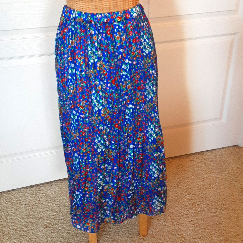 Rachel Zoe Blue Floral Pleated Skirt